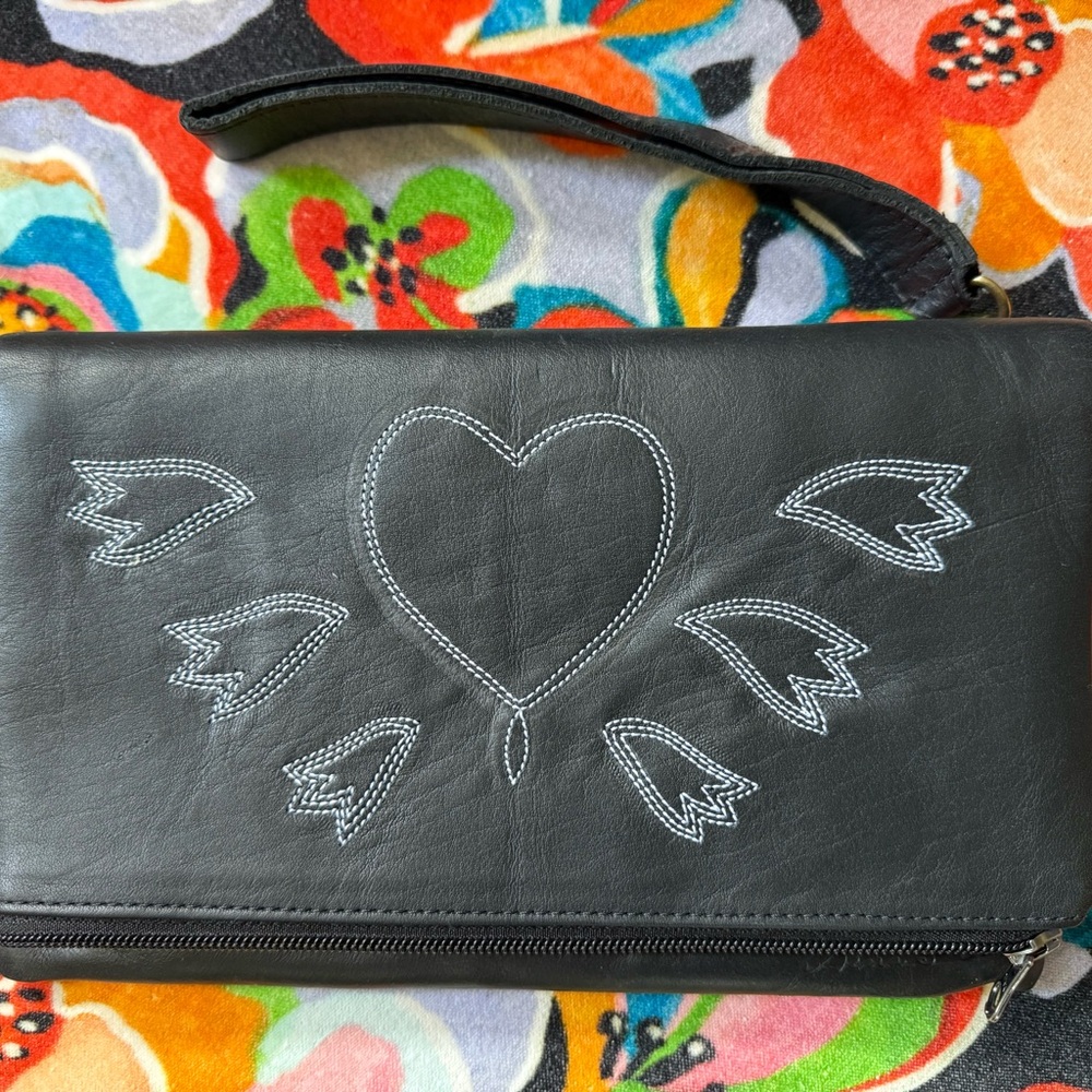 Nena & Co Black Leather Foldover Clutch